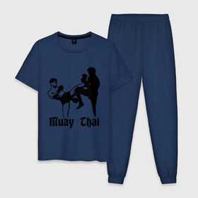 Мужская пижама хлопок с принтом Muay Thai (2) в Екатеринбурге, 100% хлопок | брюки и футболка прямого кроя, без карманов, на брюках мягкая резинка на поясе и по низу штанин
 | Тематика изображения на принте: муай тай