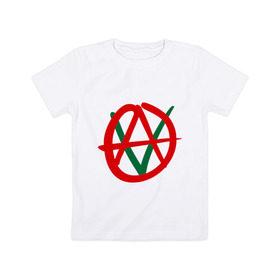 Детская футболка хлопок с принтом Anarho-vegan в Екатеринбурге, 100% хлопок | круглый вырез горловины, полуприлегающий силуэт, длина до линии бедер | Тематика изображения на принте: анархия | веган | вегетарианец
