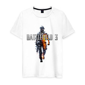 Мужская футболка хлопок с принтом Battlefield 3 в Екатеринбурге, 100% хлопок | прямой крой, круглый вырез горловины, длина до линии бедер, слегка спущенное плечо. | battlefield | компьютерные игры