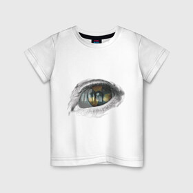 Детская футболка хлопок с принтом Глаз (3) в Екатеринбурге, 100% хлопок | круглый вырез горловины, полуприлегающий силуэт, длина до линии бедер | взгляд | глаз | знак радиации | отражение | радиактивность | радиация