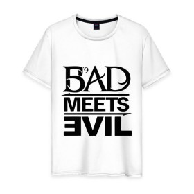 Мужская футболка хлопок с принтом Bad Meets Evil в Екатеринбурге, 100% хлопок | прямой крой, круглый вырез горловины, длина до линии бедер, слегка спущенное плечо. | hip hop | rap | rap stars | реп | репчик | рэп | рэп звезда | рэпчик | рэпчина | хип хоп