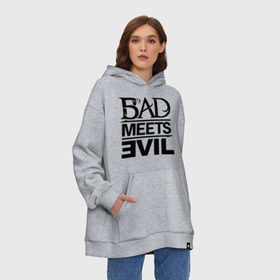 Худи SuperOversize хлопок с принтом Bad Meets Evil в Екатеринбурге, 70% хлопок, 30% полиэстер, мягкий начес внутри | карман-кенгуру, эластичная резинка на манжетах и по нижней кромке, двухслойный капюшон
 | hip hop | rap | rap stars | реп | репчик | рэп | рэп звезда | рэпчик | рэпчина | хип хоп