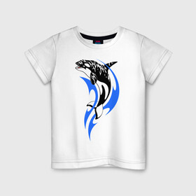 Детская футболка хлопок с принтом Косатка в Екатеринбурге, 100% хлопок | круглый вырез горловины, полуприлегающий силуэт, длина до линии бедер | Тематика изображения на принте: shark | акула | рыба