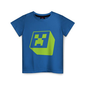 Детская футболка хлопок с принтом Minecraft creeper green в Екатеринбурге, 100% хлопок | круглый вырез горловины, полуприлегающий силуэт, длина до линии бедер | Тематика изображения на принте: крипер