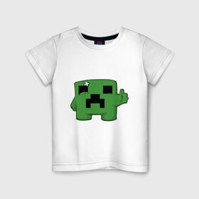 Детская футболка хлопок с принтом Minecraft green в Екатеринбурге, 100% хлопок | круглый вырез горловины, полуприлегающий силуэт, длина до линии бедер | Тематика изображения на принте: крипер