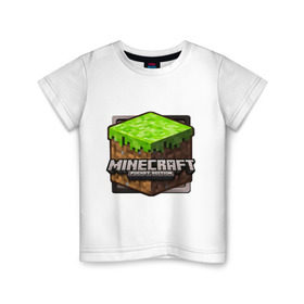 Детская футболка хлопок с принтом Minecraft logo в Екатеринбурге, 100% хлопок | круглый вырез горловины, полуприлегающий силуэт, длина до линии бедер | creeper | mine craft | minecraft | майнкрафт | шахта