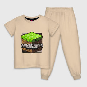 Детская пижама хлопок с принтом Minecraft logo в Екатеринбурге, 100% хлопок |  брюки и футболка прямого кроя, без карманов, на брюках мягкая резинка на поясе и по низу штанин
 | Тематика изображения на принте: creeper | mine craft | minecraft | майнкрафт | шахта