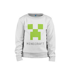 Детский свитшот хлопок с принтом Minecraft logo grey в Екатеринбурге, 100% хлопок | круглый вырез горловины, эластичные манжеты, пояс и воротник | крипер