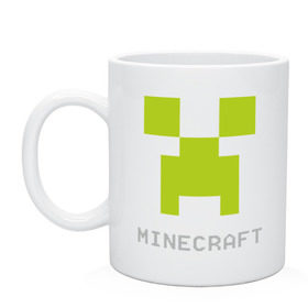 Кружка с принтом Minecraft logo grey (5) в Екатеринбурге, керамика | объем — 330 мл, диаметр — 80 мм. Принт наносится на бока кружки, можно сделать два разных изображения | Тематика изображения на принте: крипер
