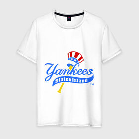 Мужская футболка хлопок с принтом NY Yankees byta в Екатеринбурге, 100% хлопок | прямой крой, круглый вырез горловины, длина до линии бедер, слегка спущенное плечо. | baseball | major league basebal | mlb | ny | staten island | yankees | америка | бейсбол | бита | главная лига бейсбола | нью йорк янкиз | статен айленд | сша | янки