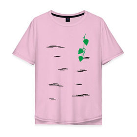 Мужская футболка хлопок Oversize с принтом Березка в Екатеринбурге, 100% хлопок | свободный крой, круглый ворот, “спинка” длиннее передней части | береза | березка | дерево | полоски
