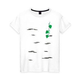 Женская футболка хлопок с принтом Березка в Екатеринбурге, 100% хлопок | прямой крой, круглый вырез горловины, длина до линии бедер, слегка спущенное плечо | береза | березка | дерево | полоски