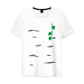 Мужская футболка хлопок с принтом Березка в Екатеринбурге, 100% хлопок | прямой крой, круглый вырез горловины, длина до линии бедер, слегка спущенное плечо. | береза | березка | дерево | полоски