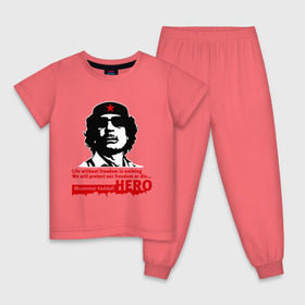Детская пижама хлопок с принтом Kaddafi hero в Екатеринбурге, 100% хлопок |  брюки и футболка прямого кроя, без карманов, на брюках мягкая резинка на поясе и по низу штанин
 | kadafi | kaddafi | кадафи | каддафи | муамар каддафи