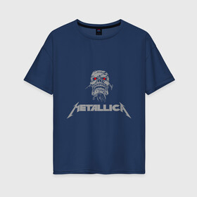 Женская футболка хлопок Oversize с принтом Metallica scool в Екатеринбурге, 100% хлопок | свободный крой, круглый ворот, спущенный рукав, длина до линии бедер
 | металлика