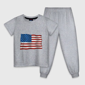Детская пижама хлопок с принтом Америка флаг в Екатеринбурге, 100% хлопок |  брюки и футболка прямого кроя, без карманов, на брюках мягкая резинка на поясе и по низу штанин
 | Тематика изображения на принте: america | ny | usa | америка | американский флаг | вашингтон | нью йорк | политические | сша | флаг | флаг америки | флаг сша | флаги | штаты