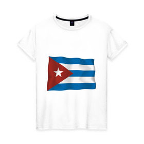 Женская футболка хлопок с принтом Куба флаг в Екатеринбурге, 100% хлопок | прямой крой, круглый вырез горловины, длина до линии бедер, слегка спущенное плечо | cuba | куба | куба афиша | кубинский флаг | республика куба | флаг | флаг кубы | флаги