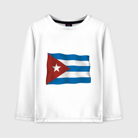Детский лонгслив хлопок с принтом Куба флаг в Екатеринбурге, 100% хлопок | круглый вырез горловины, полуприлегающий силуэт, длина до линии бедер | cuba | куба | куба афиша | кубинский флаг | республика куба | флаг | флаг кубы | флаги