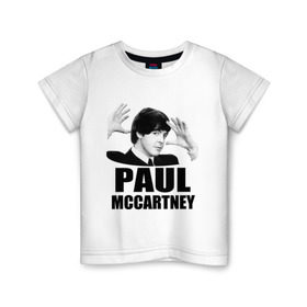 Детская футболка хлопок с принтом Paul McCartney (Пол МакКартни) в Екатеринбурге, 100% хлопок | круглый вырез горловины, полуприлегающий силуэт, длина до линии бедер | Тематика изображения на принте: beatles | mccartney | the beatles | битлз | битлс | битлы | маккартни