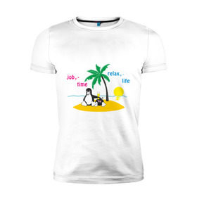 Мужская футболка премиум с принтом Linux life в Екатеринбурге, 92% хлопок, 8% лайкра | приталенный силуэт, круглый вырез ворота, длина до линии бедра, короткий рукав | linux | linux life | линукс | пингвины linux | пингвины люникс | прикольные