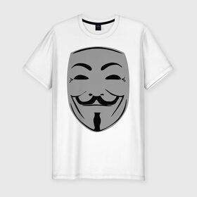 Мужская футболка премиум с принтом Вендетта маск в Екатеринбурге, 92% хлопок, 8% лайкра | приталенный силуэт, круглый вырез ворота, длина до линии бедра, короткий рукав | вендета | вендетта | вендетта маска | маска | натали портман | революция | хьюго уивинг | человек в маске