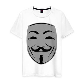 Мужская футболка хлопок с принтом Вендетта маск в Екатеринбурге, 100% хлопок | прямой крой, круглый вырез горловины, длина до линии бедер, слегка спущенное плечо. | вендета | вендетта | вендетта маска | маска | натали портман | революция | хьюго уивинг | человек в маске