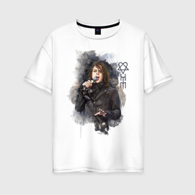 Женская футболка хлопок Oversize с принтом Ville Valo в Екатеринбурге, 100% хлопок | свободный крой, круглый ворот, спущенный рукав, длина до линии бедер
 | him