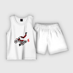 Детская пижама с шортами хлопок с принтом Moto X в Екатеринбурге,  |  | extrim | moto | moto x | байк | велоспорт | мото | мотоспорт | экстрим