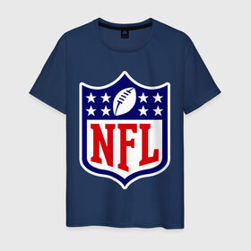 Мужская футболка хлопок с принтом NFL в Екатеринбурге, 100% хлопок | прямой крой, круглый вырез горловины, длина до линии бедер, слегка спущенное плечо. | американский футбол | регби