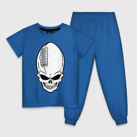 Детская пижама хлопок с принтом Skull-ball в Екатеринбурге, 100% хлопок |  брюки и футболка прямого кроя, без карманов, на брюках мягкая резинка на поясе и по низу штанин
 | american football | regbi | skull ball | американский футбол | регби | череп