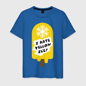 Мужская футболка хлопок с принтом I hate yellow ice в Екатеринбурге, 100% хлопок | прямой крой, круглый вырез горловины, длина до линии бедер, слегка спущенное плечо. | yellow ice | желтое мороженое | желтый лед | желтый снег | зимний спорт | коньки | лыжи | ненавижу желтый снег | сноуборд