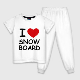 Детская пижама хлопок с принтом Я люблю сноуборд в Екатеринбурге, 100% хлопок |  брюки и футболка прямого кроя, без карманов, на брюках мягкая резинка на поясе и по низу штанин
 | Тематика изображения на принте: борд | доска | зимний спорт | сноуборд | сноубординг | сноубордист | трассы | экстремальный спорт | экстрим | я люблю