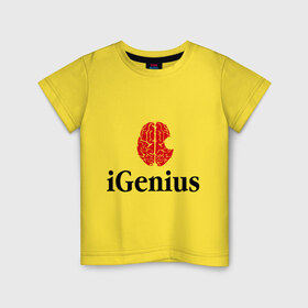 Детская футболка хлопок с принтом iGenius (Я гений) в Екатеринбурге, 100% хлопок | круглый вырез горловины, полуприлегающий силуэт, длина до линии бедер | 