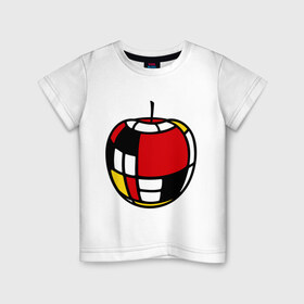 Детская футболка хлопок с принтом Яблоко в Екатеринбурге, 100% хлопок | круглый вырез горловины, полуприлегающий силуэт, длина до линии бедер | витраж | квадратики | кусочки | мозаика | фрукт | цветное | яблоко | яблочко