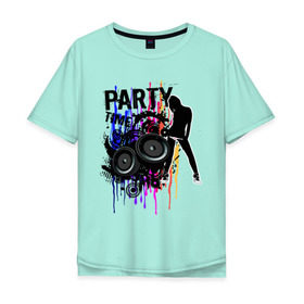 Мужская футболка хлопок Oversize с принтом Party Time в Екатеринбурге, 100% хлопок | свободный крой, круглый ворот, “спинка” длиннее передней части | club | club music | dubstep | party | party time | вечеринка | клуб | клубная музыка | клубняк | колонки | пати тайм