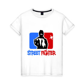 Женская футболка хлопок с принтом Street fighter в Екатеринбурге, 100% хлопок | прямой крой, круглый вырез горловины, длина до линии бедер, слегка спущенное плечо | fighter | m 1 | m1 | street fighter | боец | м 1 | м1 | стрит файтер | уличный боец | файтер