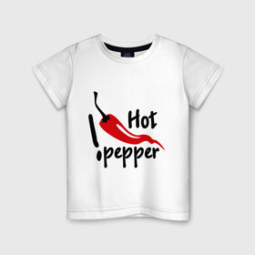 Детская футболка хлопок с принтом горячий pepper в Екатеринбурге, 100% хлопок | круглый вырез горловины, полуприлегающий силуэт, длина до линии бедер | Тематика изображения на принте: hot | pepper | горячий | жгучий | ковбой | ловелас | мачо | парень | перец | перчик | страстный | страсть