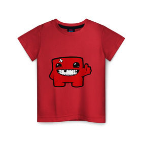 Детская футболка хлопок с принтом Super Meat Boy в Екатеринбурге, 100% хлопок | круглый вырез горловины, полуприлегающий силуэт, длина до линии бедер | meatboy