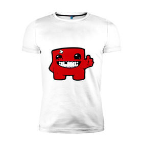 Мужская футболка премиум с принтом Super Meat Boy в Екатеринбурге, 92% хлопок, 8% лайкра | приталенный силуэт, круглый вырез ворота, длина до линии бедра, короткий рукав | Тематика изображения на принте: meatboy