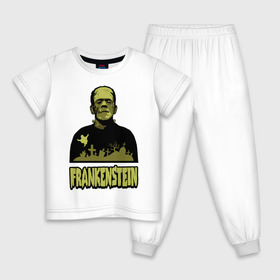 Детская пижама хлопок с принтом Франкенштейн (1) в Екатеринбурге, 100% хлопок |  брюки и футболка прямого кроя, без карманов, на брюках мягкая резинка на поясе и по низу штанин
 | frankenstein | монстр | франкенштейн | чудище | чудовище