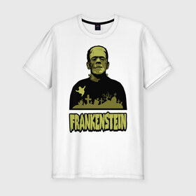 Мужская футболка премиум с принтом Франкенштейн (1) в Екатеринбурге, 92% хлопок, 8% лайкра | приталенный силуэт, круглый вырез ворота, длина до линии бедра, короткий рукав | frankenstein | монстр | франкенштейн | чудище | чудовище