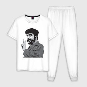 Мужская пижама хлопок с принтом Peace Che Guevara в Екатеринбурге, 100% хлопок | брюки и футболка прямого кроя, без карманов, на брюках мягкая резинка на поясе и по низу штанин
 | че гевара