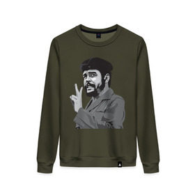 Женский свитшот хлопок с принтом Peace Che Guevara в Екатеринбурге, 100% хлопок | прямой крой, круглый вырез, на манжетах и по низу широкая трикотажная резинка  | че гевара