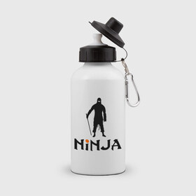 Бутылка спортивная с принтом Ниндзя в Екатеринбурге, металл | емкость — 500 мл, в комплекте две пластиковые крышки и карабин для крепления | ninja | боевые искусства | воин | восточный воин | ниндзя | скрытый ниндзя