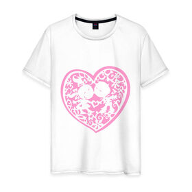 Мужская футболка хлопок с принтом Розовое сердце (6) в Екатеринбурге, 100% хлопок | прямой крой, круглый вырез горловины, длина до линии бедер, слегка спущенное плечо. | 