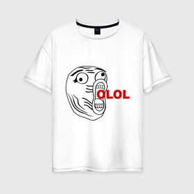Женская футболка хлопок Oversize с принтом OLOLO в Екатеринбурге, 100% хлопок | свободный крой, круглый ворот, спущенный рукав, длина до линии бедер
 | интернет мемы | интернет приколы | кричащая рожа | мемы | мемы интернета | ололо | ололошка | рожа