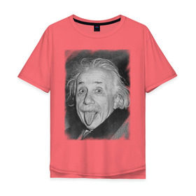 Мужская футболка хлопок Oversize с принтом Энштейн язык в Екатеринбурге, 100% хлопок | свободный крой, круглый ворот, “спинка” длиннее передней части | einstein | высунутый язык | знаменитость | знаменитые личности | ученый | физик | эйнштейн | язык