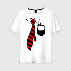 Женская футболка хлопок Oversize с принтом галстук работника в Екатеринбурге, 100% хлопок | свободный крой, круглый ворот, спущенный рукав, длина до линии бедер
 | воротник | карман | костюм | офис | работа | работать | рубашка | ручка | сотрудник