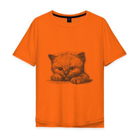Мужская футболка хлопок Oversize с принтом Самый милый котёнок в Екатеринбурге, 100% хлопок | свободный крой, круглый ворот, “спинка” длиннее передней части | домашние животные | кот | котенок | котик | коты | кошка | кошки | милый котенок
