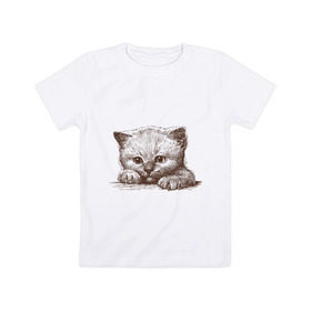 Детская футболка хлопок с принтом Самый милый котёнок в Екатеринбурге, 100% хлопок | круглый вырез горловины, полуприлегающий силуэт, длина до линии бедер | домашние животные | кот | котенок | котик | коты | кошка | кошки | милый котенок